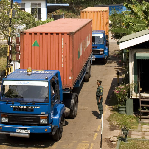 Containers transporting by trucks