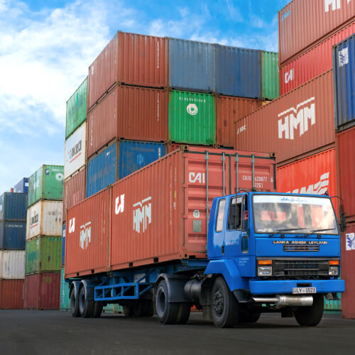 A container truck in the yard