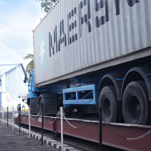 A container truck on the weighbridge