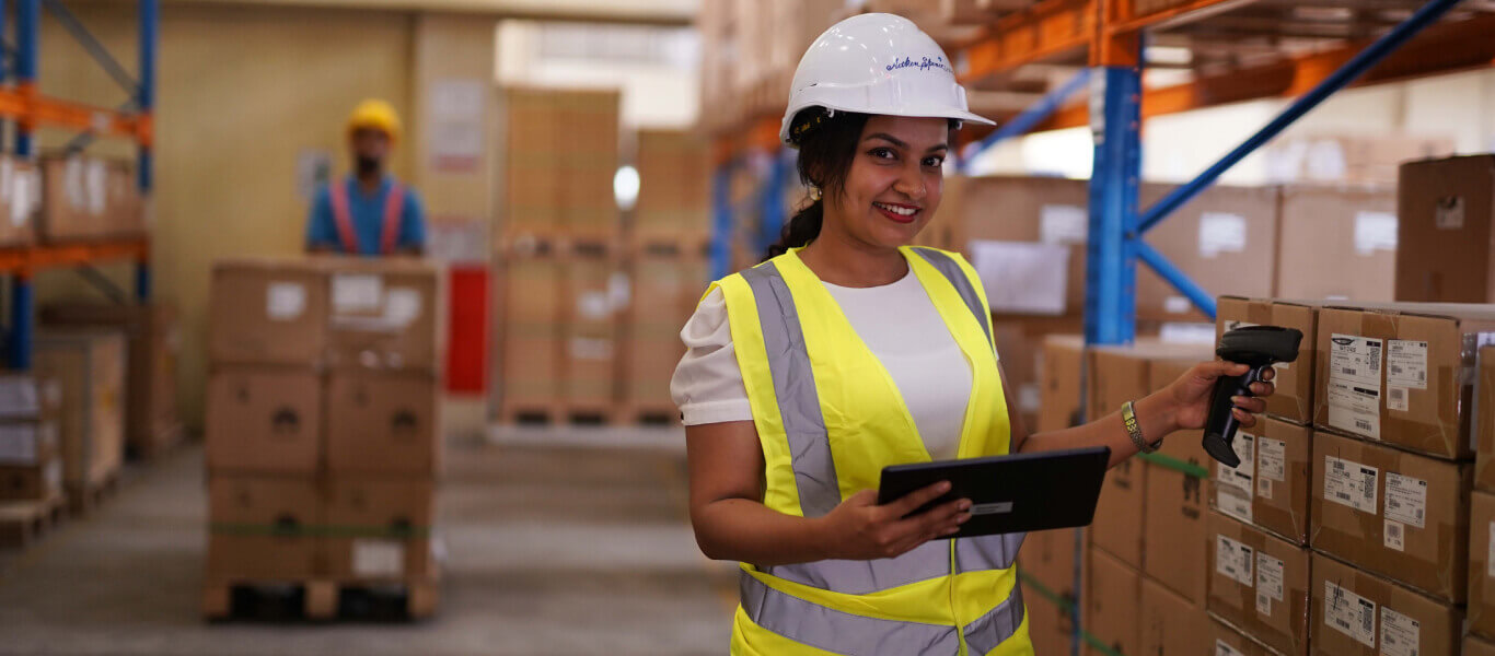A lady working in a warehouse of  Aitken Spence Logistics